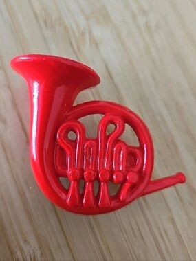 Red French Horn Lapel Pin Brooch